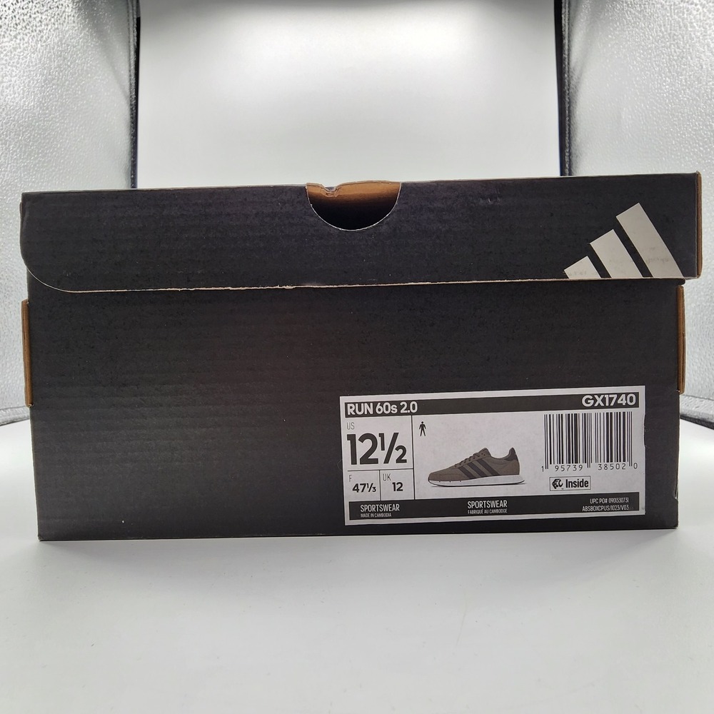 adidas Run 60s 2.0 Shoes Mens 12.5 Grey Four Carbon Running Sneaker GX1740 NEW - Picture 11 of 11